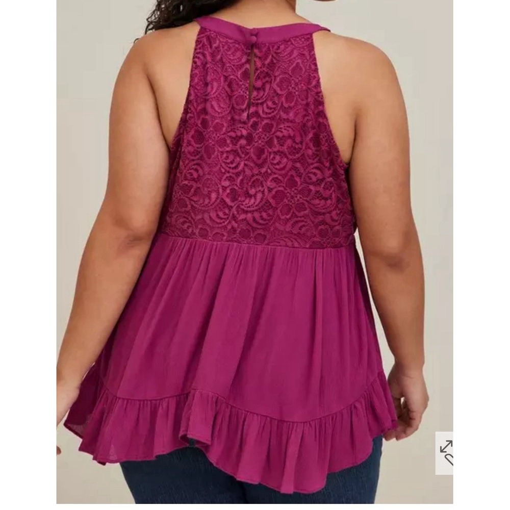 NWt Torrid Purple Shirt Top Blouse Women's 3X Lace Shell Lined Sweet Sleeveless - Picture 8 of 11